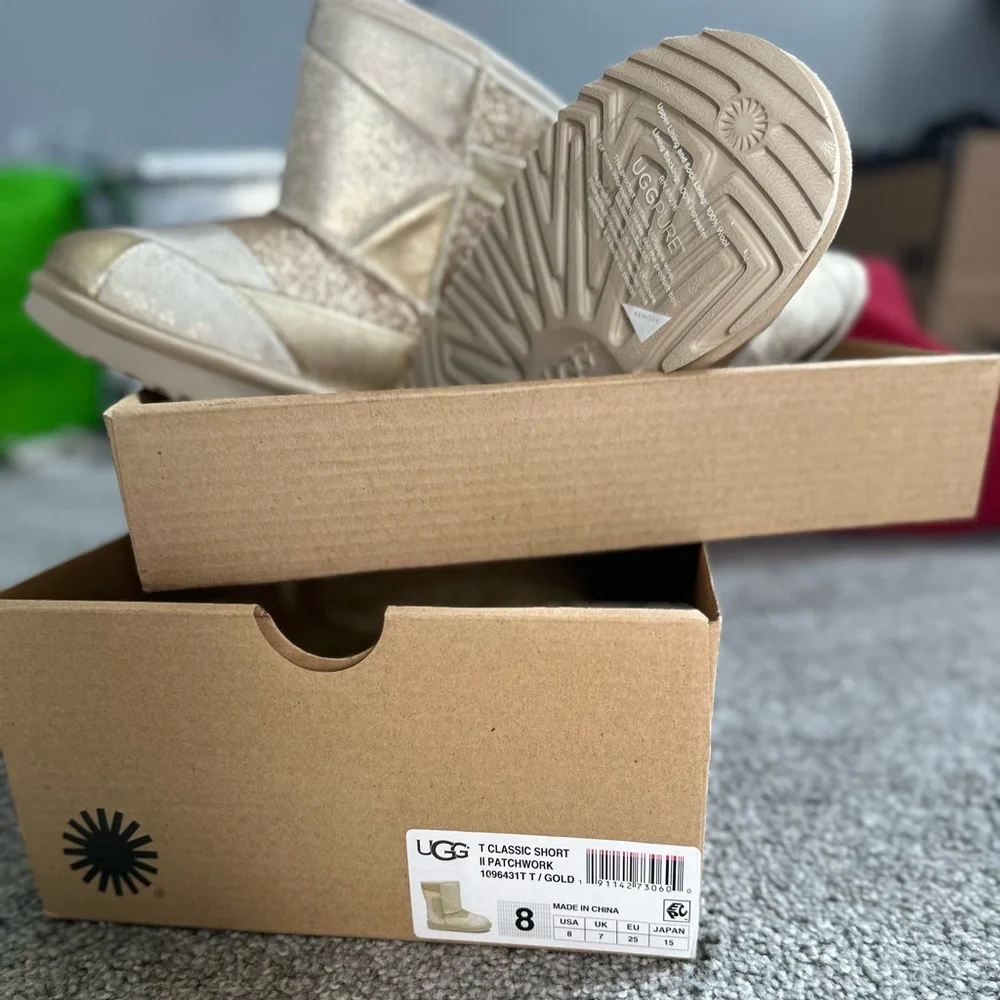 UGG Kids Metallic Gold Patchwork Boots